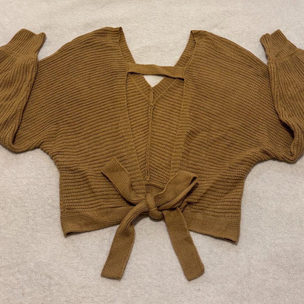 Open-Back Cropped Sweater - Size Small - Picture 2 of 7